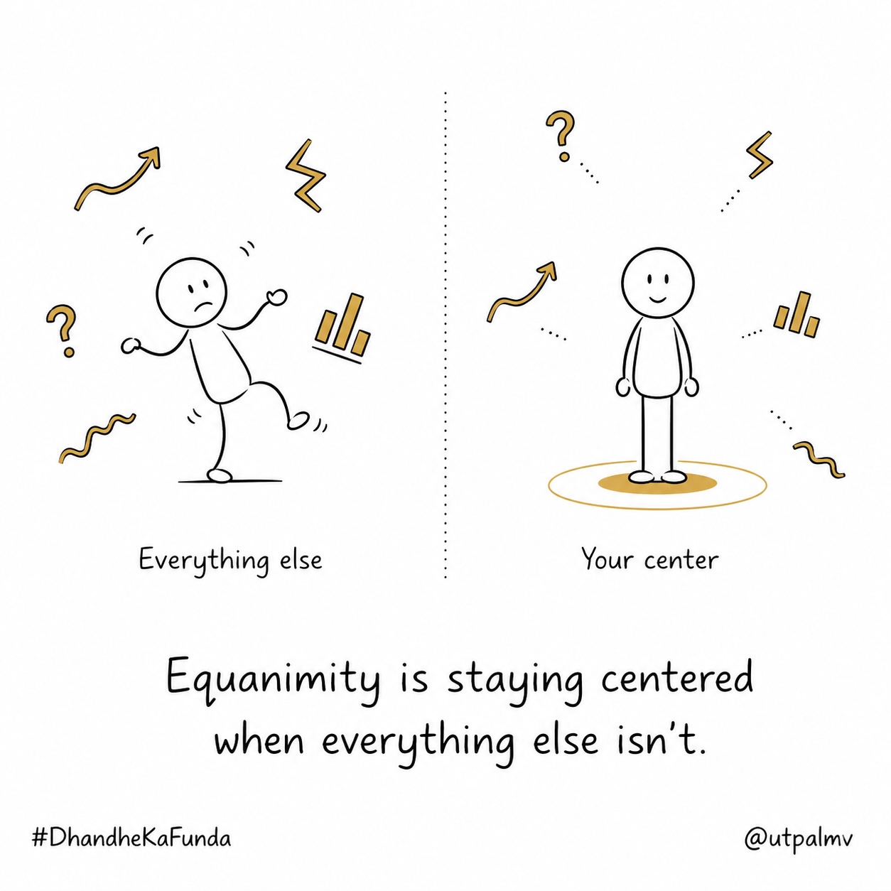 Utpal Vaishnav -> "Equanimity is staying centered when everything else isn’t."